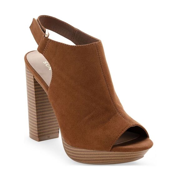 SUN STONE Womens Brown Adjustable Rebeccaa Round Toe Block Heel Shootie 10 M - Picture 1 of 4